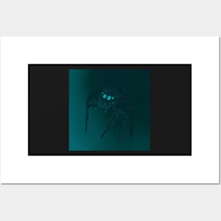 Jumping Spider Drawing V21 (Light Blue 1) Posters and Art